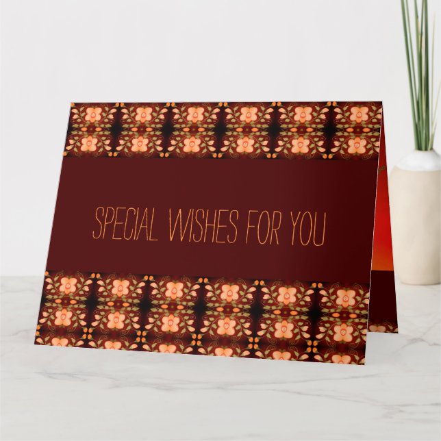 Carte Orange Motif Fleuri (Devant)