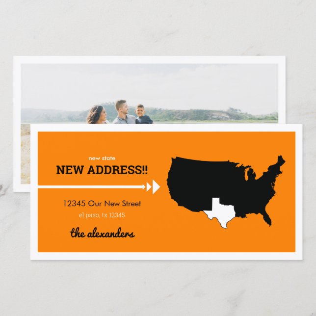 Carte Orange New State, New Address ! Texas Moving (Devant / Derrière)