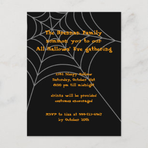 Carte orange noire d'invitation de Halloween de