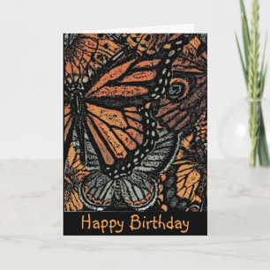 Carte Orange papillon imaginaire art abstrait anniversai