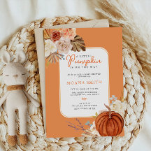 Orange Pastel Boho Citrouille Baby shower d'automn
