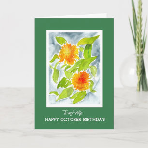 Carte Orange Pot Marigolds pour l'anniversaire d'octobre
