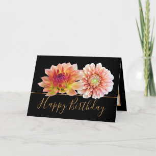 Carte Orange Red Dahlias Joli Bouquet Floral Anniversair