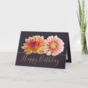 Carte Orange Red Dahlias Joli Bouquet Floral Anniversair