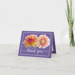 Carte Orange Red Dahlias Joli bouquet floral Merci