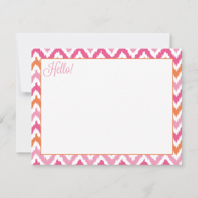 Carte Orange rose Fuchsia Zigzag Tribal Ikat Motif (Devant)