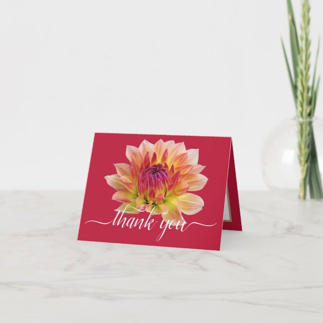Carte Orange Rouge Dahlia Fleur Rouge Arrière - plan Mer (Devant)