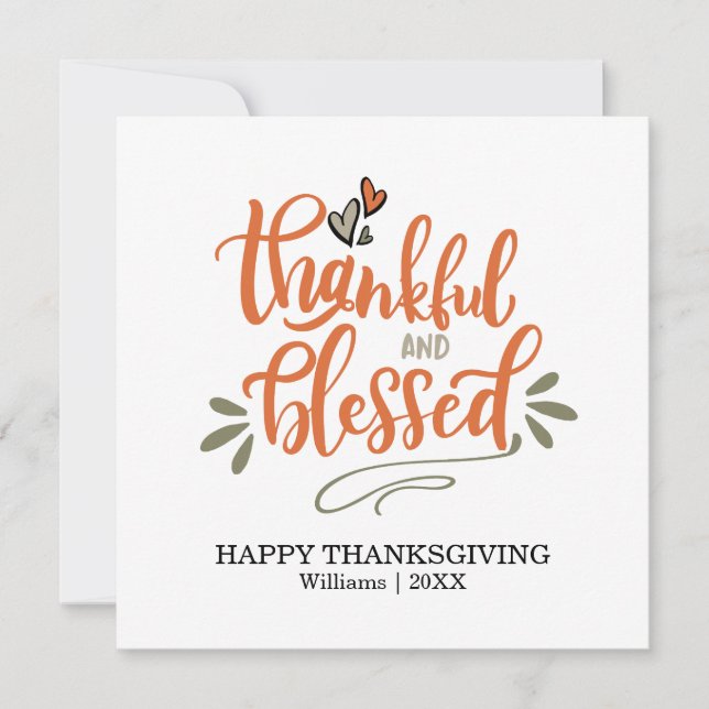 Carte Orange Thankful & Blessed Thanksgiving (Devant)