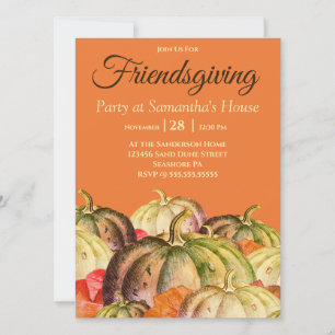 Carte Orange Watercolor Citrouille Friendsgiving
