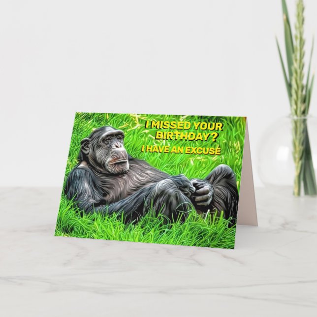 Carte Orangutan personnel drôle Missing Anniversaire & M (Devant)