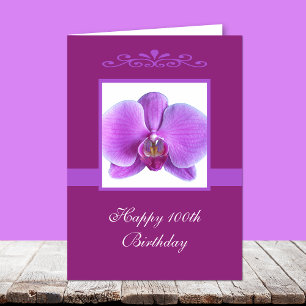 Carte Orchid 100th Birthday Card
