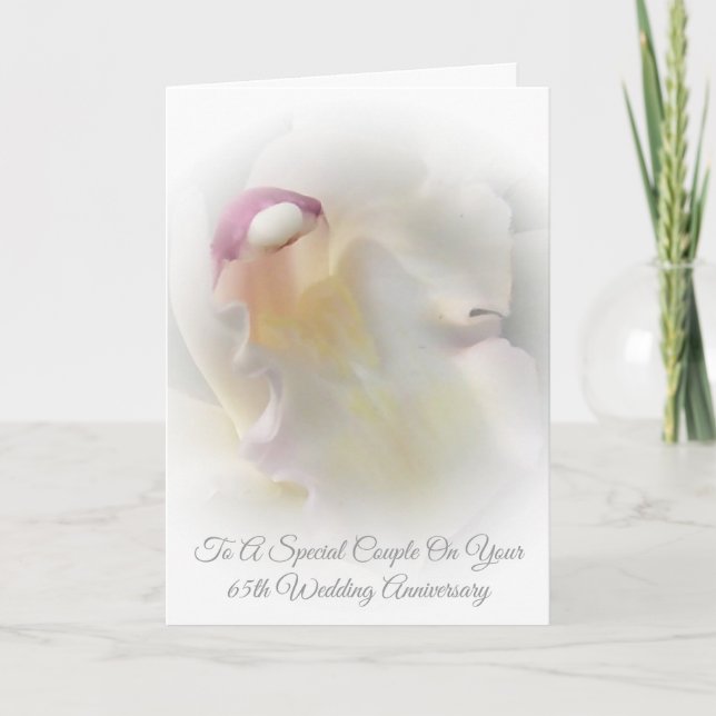 Carte Orchidée blanche 65e anniversaire Mariage personna (Devant)