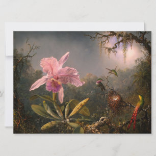 Carte Orchidée de Cattleya et trois colibris (Heade)