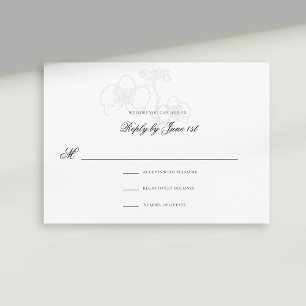 Carte Orchidée Faux Embossée White Formal Mariage Répons