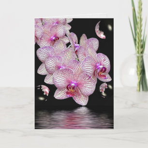 Carte Orchidée fleurit avec des bulles