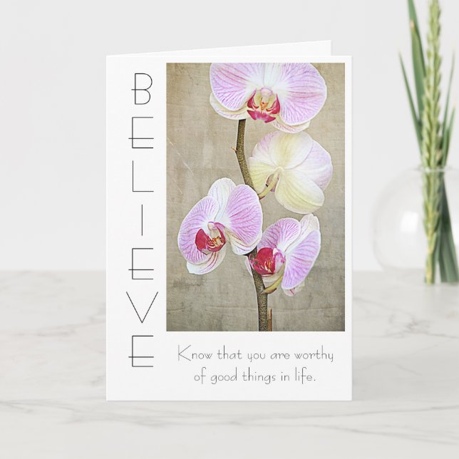 Carte Orchidée rose Floral croire Inspirationnel (Devant)