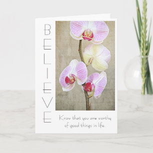 Carte Orchidée rose Floral croire Inspirationnel