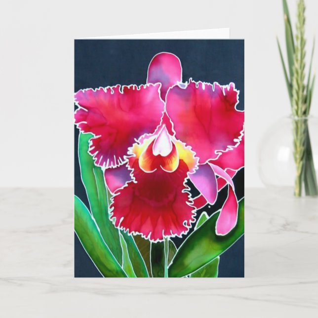 Carte Orchidée rose simple (Devant)