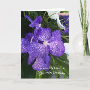 Carte Orchidée violette personnalisée 90e anniversaire