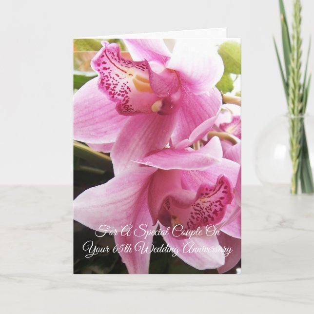 Carte Orchidées roses 65e anniversaire Mariage personnal (Devant)