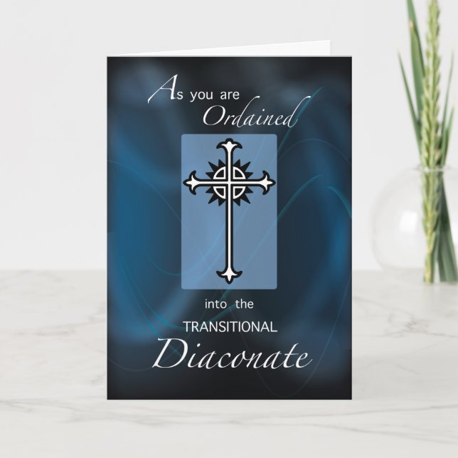 Carte Ordination à la croix diaconique transitoire, bleu (Devant)