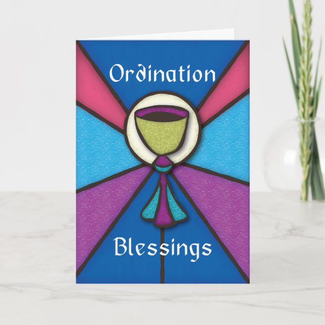 Carte Ordination du prêtre Félicitations Verre Tenu (Devant)