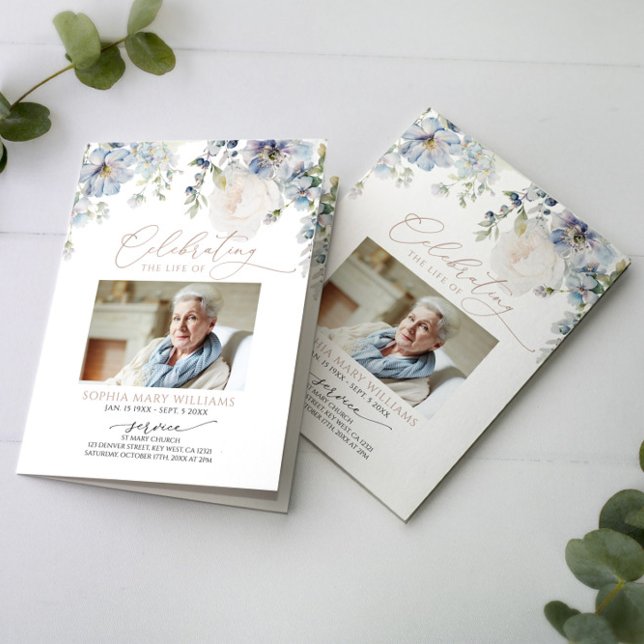 Carte Ordre des funérailles | Floral Memorial Program (Créateur téléchargé)