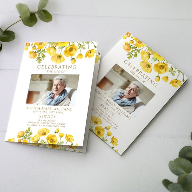 Carte Ordre des funérailles | Floral Memorial Program (Créateur téléchargé)