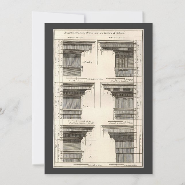 Carte Ordres d'architecture, Entablatures Vintages (Devant)
