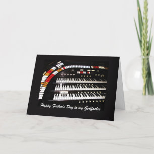 Carte Orgue antique Bonne Fête des pères au parrain