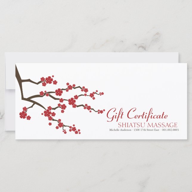 Carte Oriental Sakura Cerry Blossoms Certificat Cadeau (Devant)