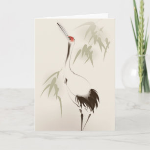 Carte Oriental style painting, Red-crowned Crane