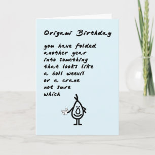 Carte Origami Birthday - un poème d'anniversaire amusant