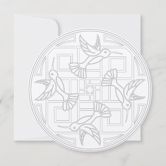 Carte OrnaMENTAL #0021 Colibri Couleur de votre propre (Devant)