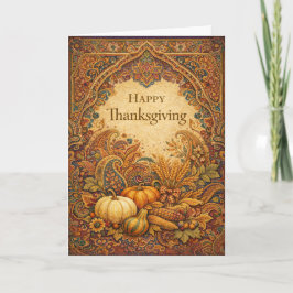 Carte Ornate Jewel Tone Paisley Thanksgiving Harvest 