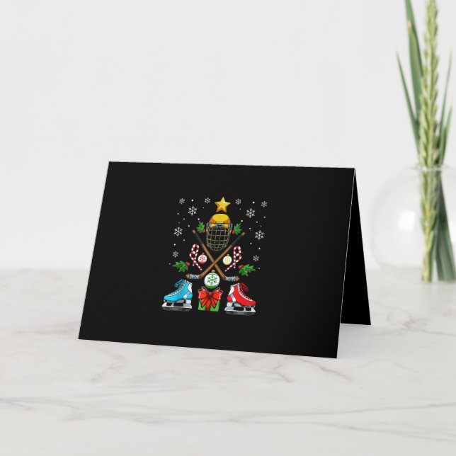 Carte Ornement de Noël drôle de hockey sur glace Arbre d (Devant)