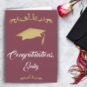 Carte Ornement Doré Élégant Félicitations Diplômé