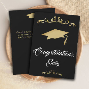 Carte Ornement Doré Élégant Félicitations Diplômé