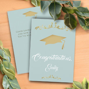 Carte Ornement Doré Élégant Félicitations Diplômé