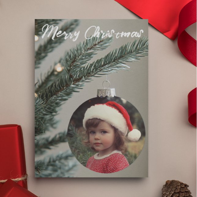 Carte Ornement photo de l'arbre de Noël personnalisé (Créateur téléchargé)