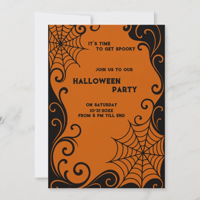 Carte Ornement Spiderweb Ornament Orange Noir halloween  (Devant)