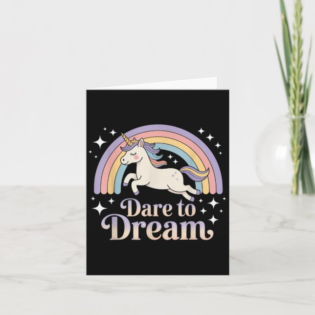 Carte Osez Rêver Licorne Arc-en-Ciel Motivation  (Devant)