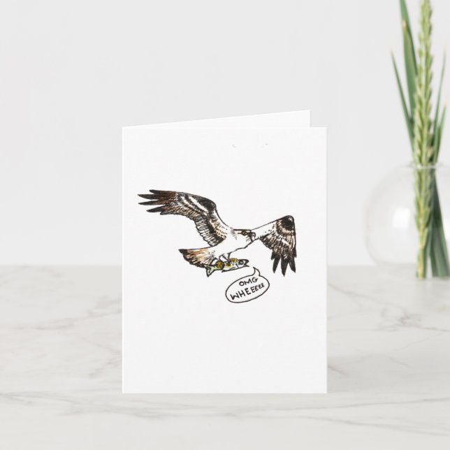Carte "osprey & fish," small, 4x5.6" blank greeting card (Devant)