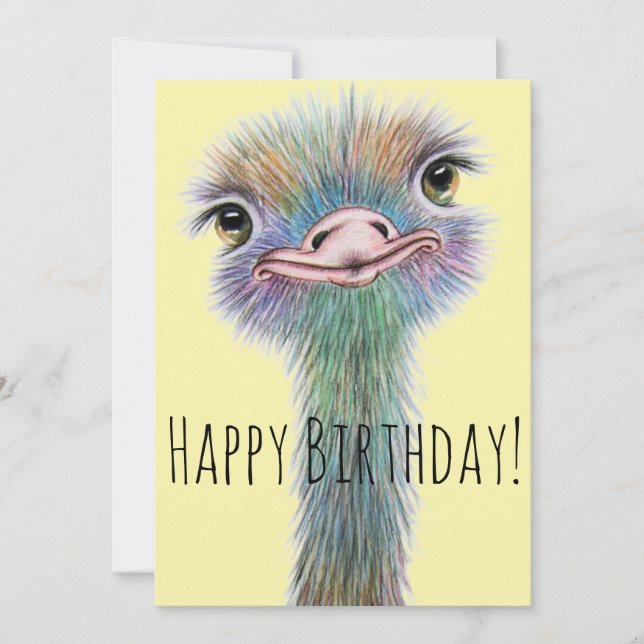 Carte Ostritch couleur Whimsical Anniversaire (Devant)