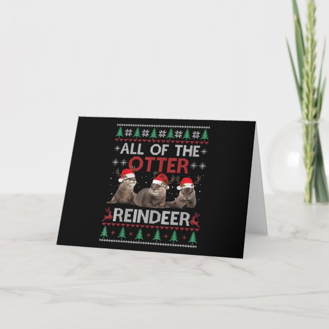 Carte Otter Gift | Tous Noël De Otter Reindeer (Devant)