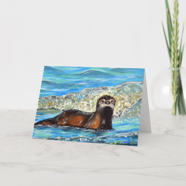 Carte Otter in the Waves 2 Peinture (Devant)