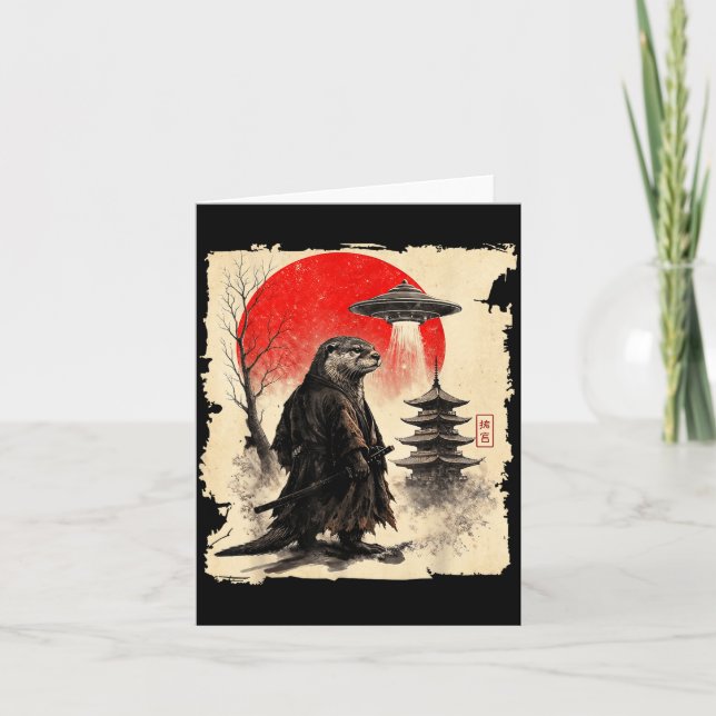 Carte Otter Samurai Retro Ufo Japanese Warrior Art Graph (Devant)