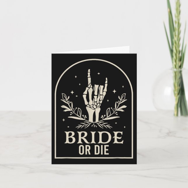 Carte Ou Die Skeleton Main Gothique Bachelorette Party (Devant)