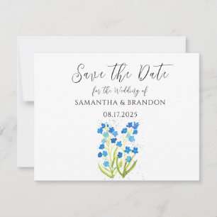 Carte Oubliez-moi pas fleur Aquarelle Bleu Floral Rustiq