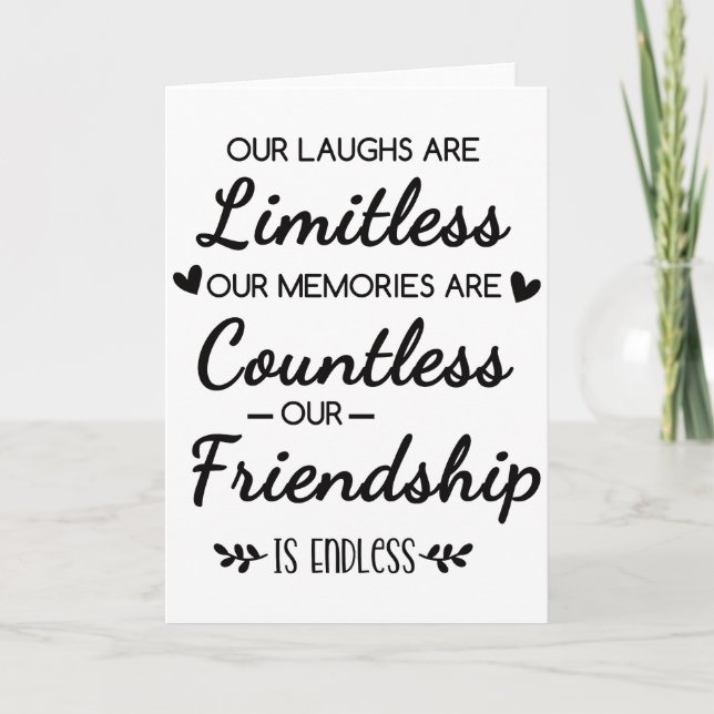 Carte Our Laughs Are Limitless Friendship Quote (Devant)